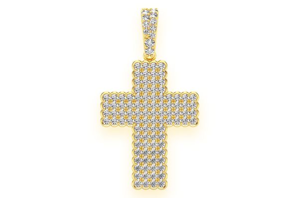 0.75ct Diamond Half Bezel Cross Pendant 14K Solid Gold