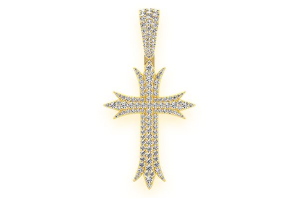 Colgante de diamantes Deco Cross de 3,75 quilates en oro macizo de 14 quilates