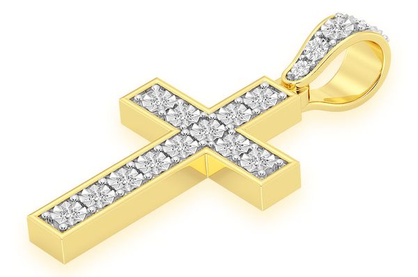 0.25ct Diamond Miracle Set Cross Pendant 14K Solid Gold