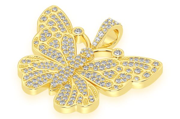 1.00ct Diamond Butterfly Pendant 14K Solid Gold