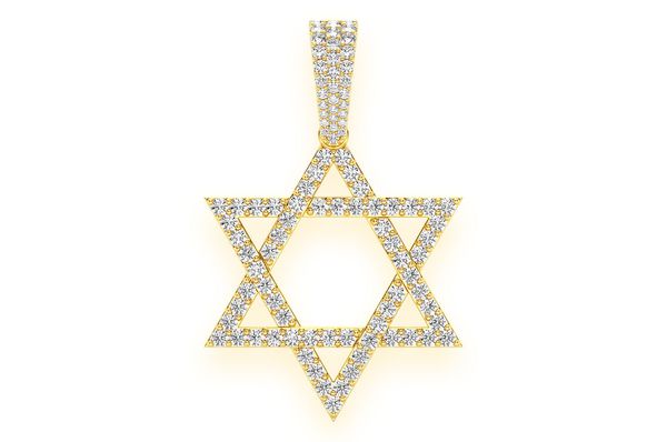 1.90ct Diamond Star Of David Pendant 14K Solid Gold