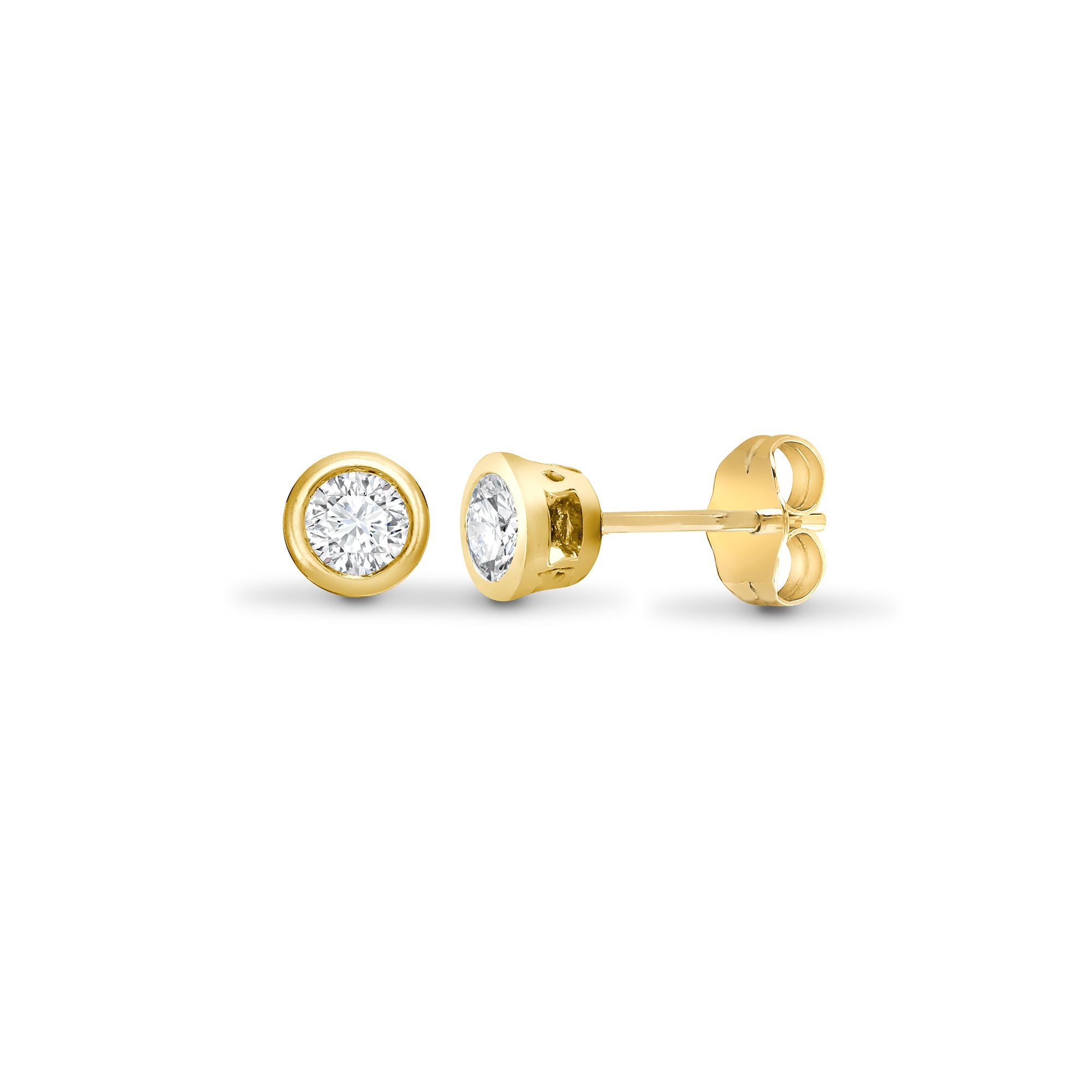 18E009-050 | 18ct Yellow Gold 50pts Rub over Earrings