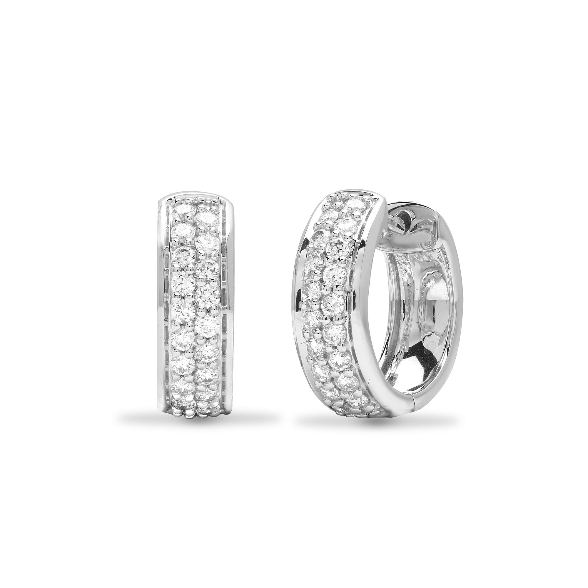 18E247 | 18ct White Gold Diamond Huggie Earrings