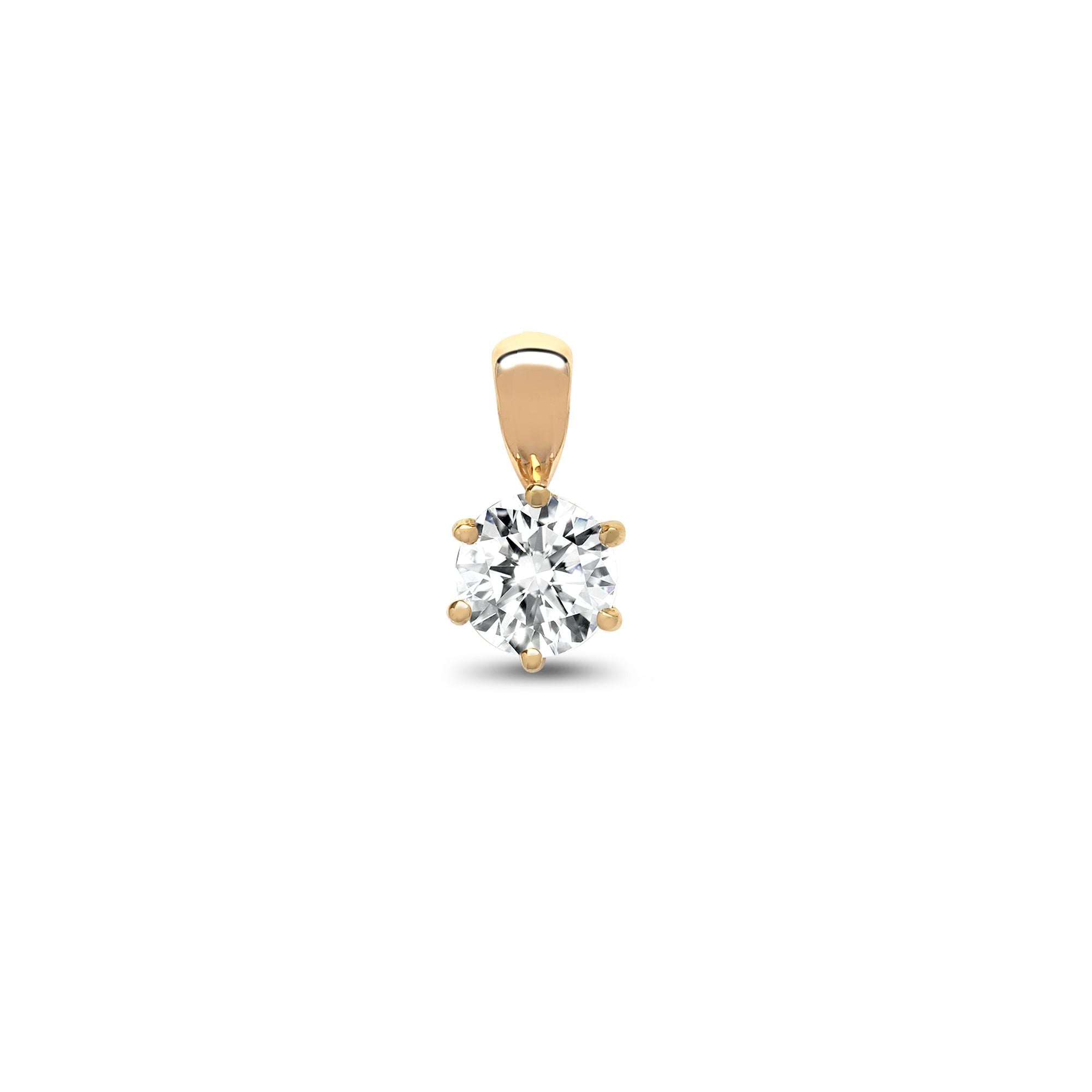 18P001-050 | 18ct Yellow Gold 50pt 6 Claw Diamond Solitaire Pendant