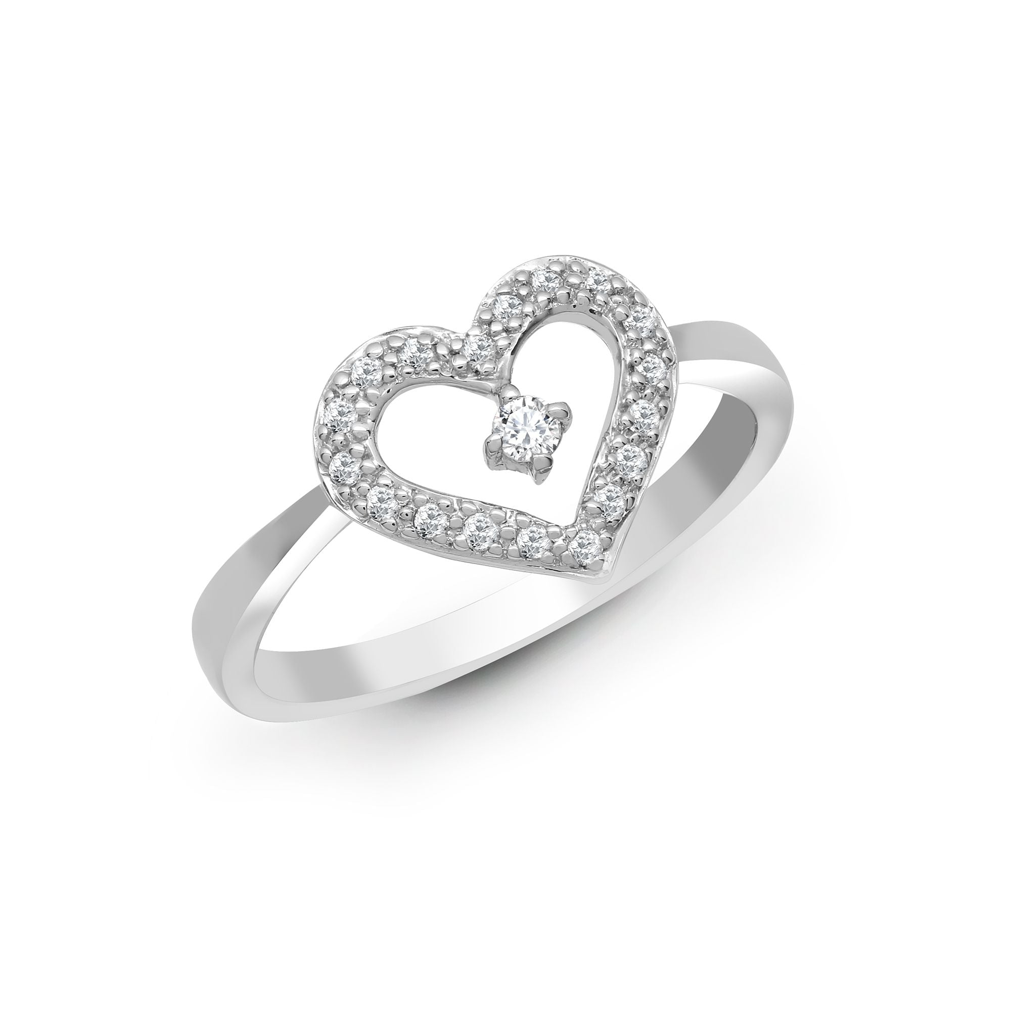 18R419-O | 18ct White Gold Heart Shaped Diamond Ring