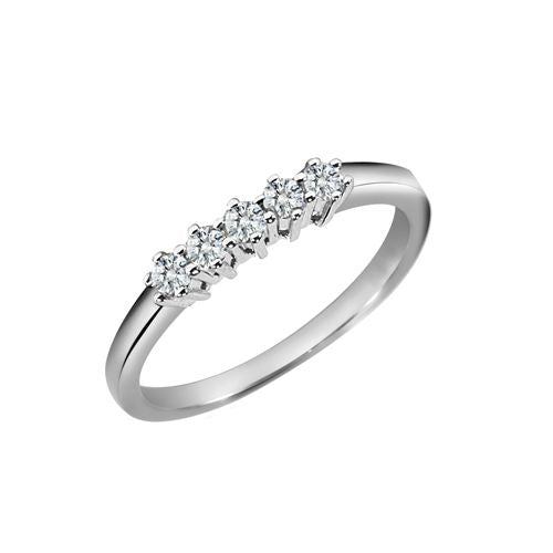 0.25ct Diamond 5 Stone Solitaire Ring 18K White Gold