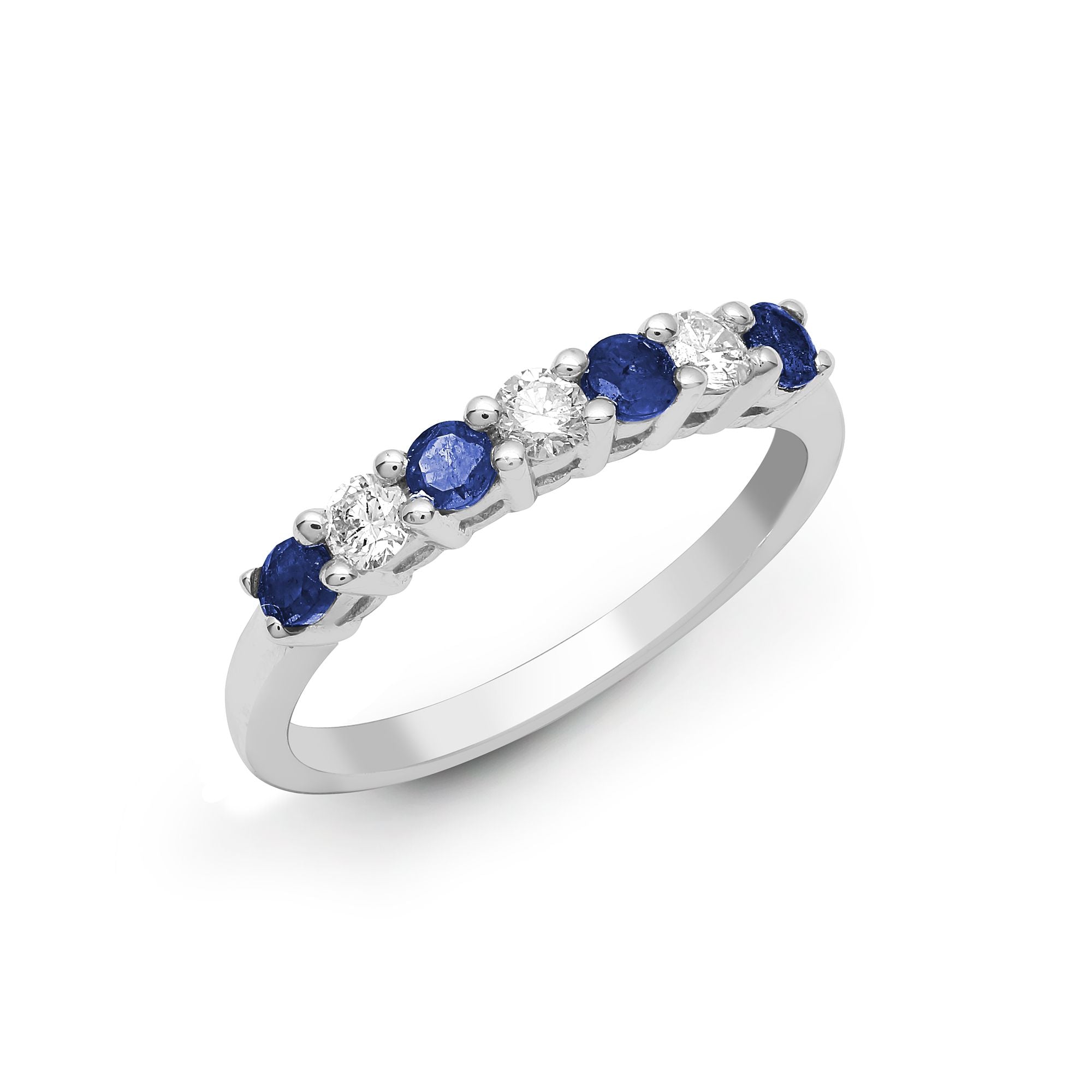 18R572-P | 18ct White Gold Diamond And Sapphire Claw Set Half Eternity Ring