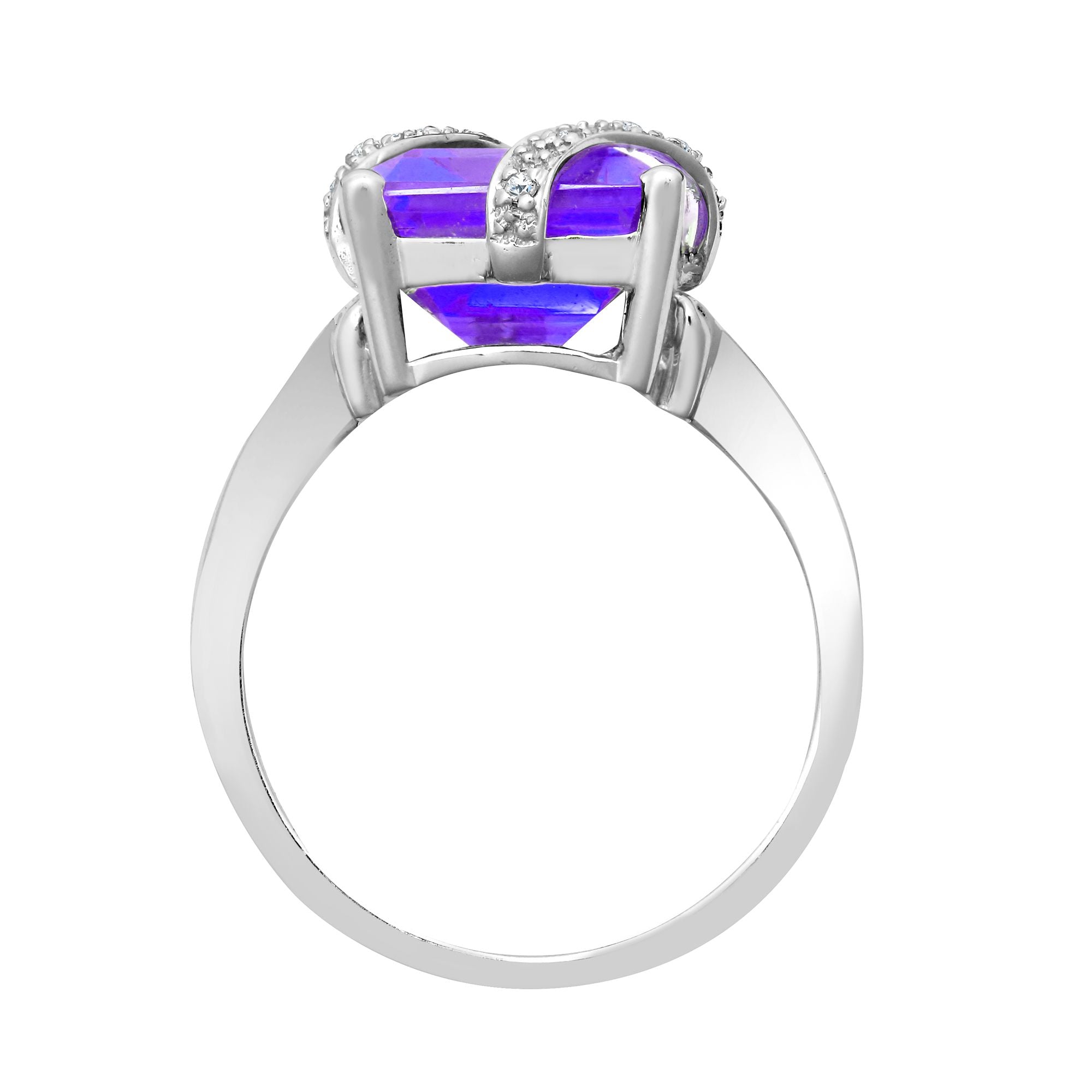 0.04ct Diamond & 7.00ct Amethyst Solitaire Ring 18K White Gold