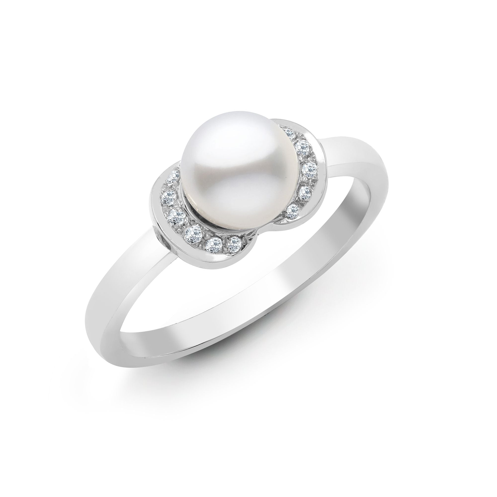 18R647-O | 18ct White Gold Diamond And Pearl Ring