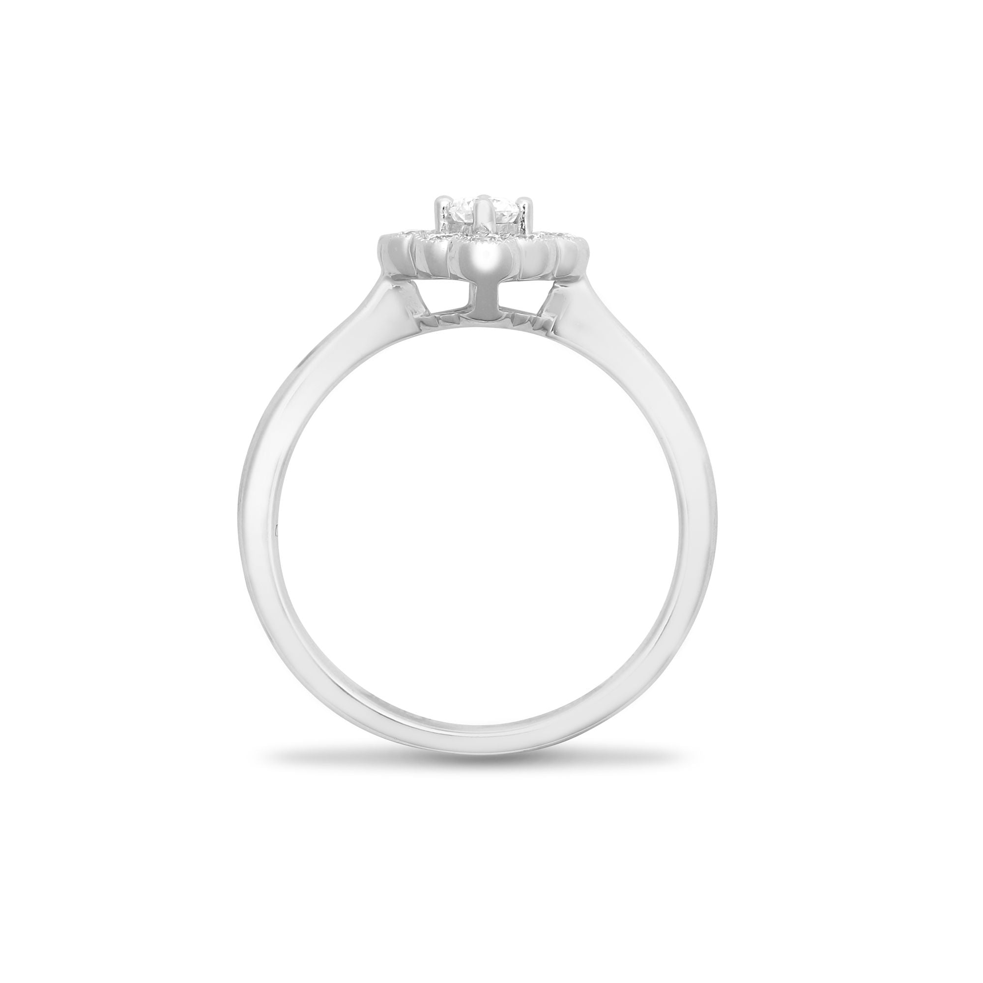 0.40ct Diamond Cluster Mill-Grain Edge Ring 18K White Gold