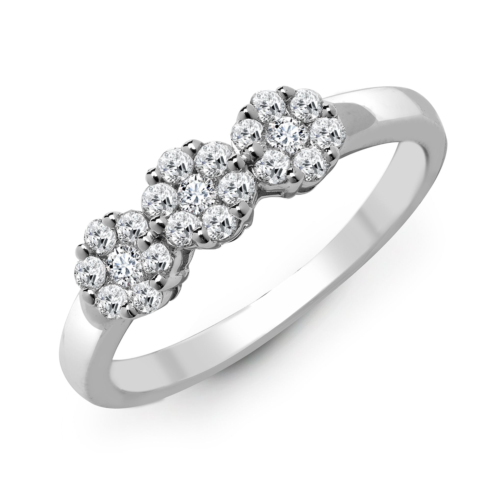 18R776-V | 18ct White 1.50ct Diamond 3 x 7 Cluster Ring