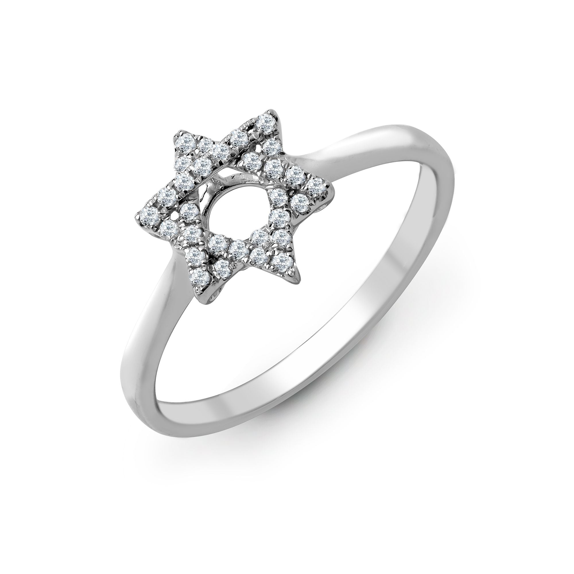 18R791-V | 18ct White 0.13ct Diamond Star of David Ring
