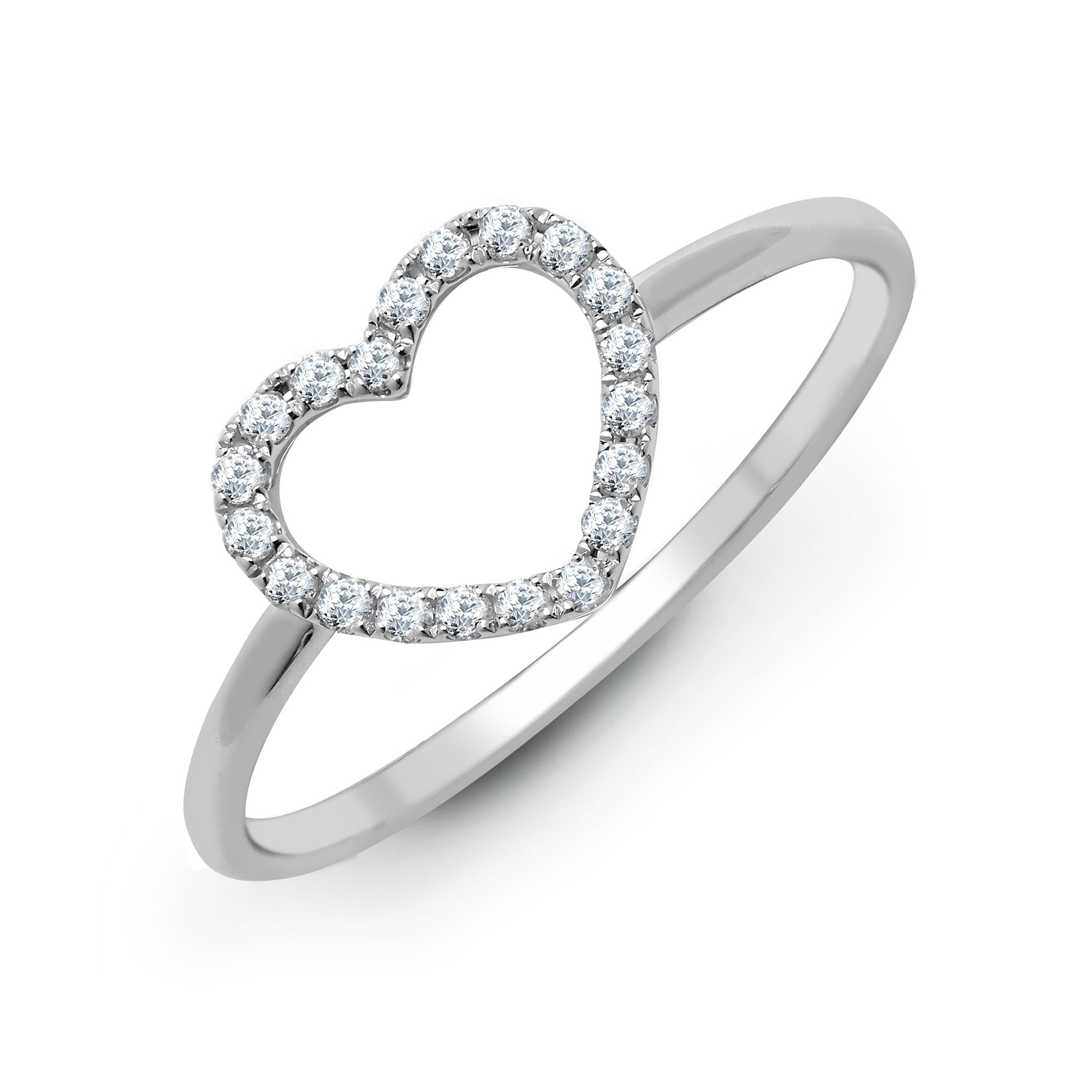 18R797-V | 18ct White 0.14ct Diamond Heart Ring