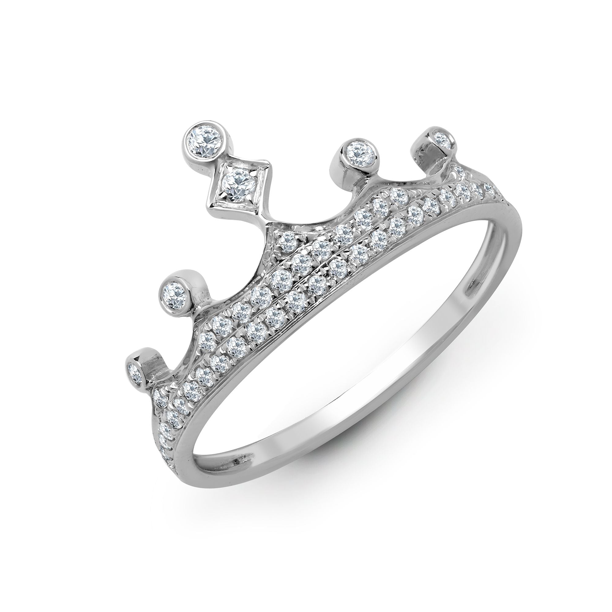 18R815-V | 18ct White 0.24ct Diamond Crown Ring