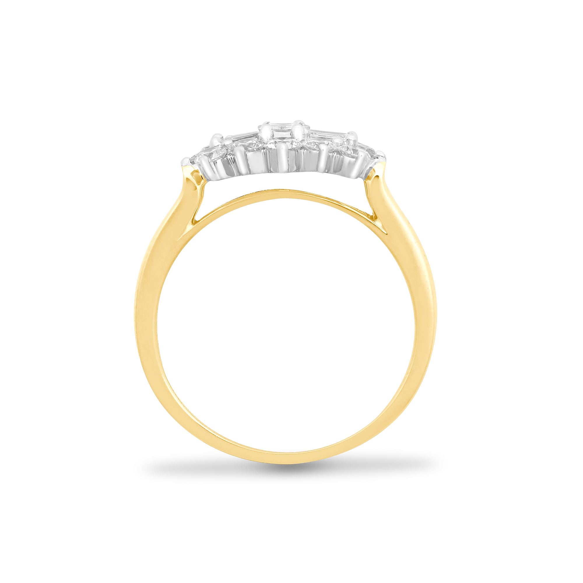 1.00ct Diamond Boat Solitaire Ring 18K Yellow & White Gold