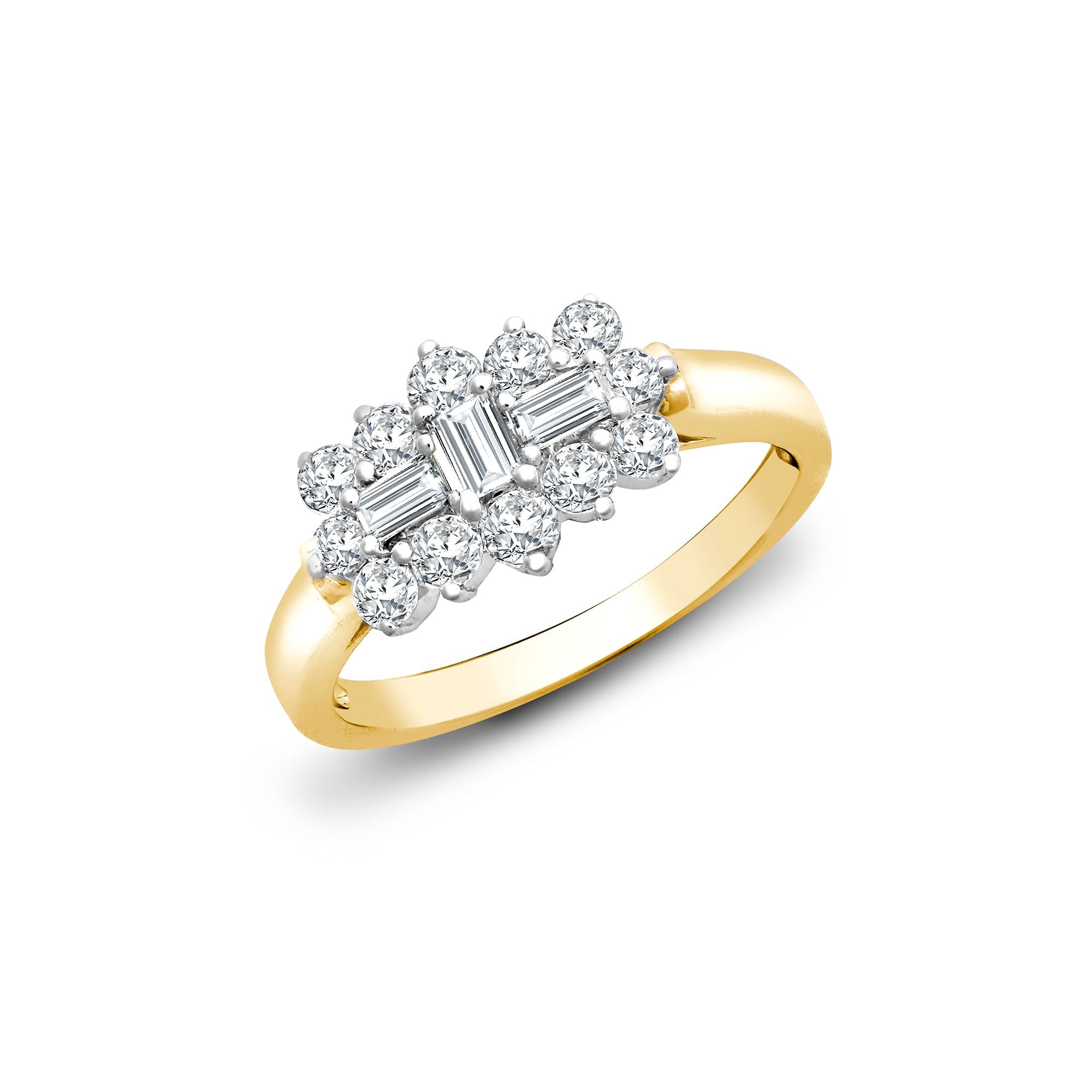 18R884-V | 18ct Yellow & White 1.00ct Diamond Boat Ring