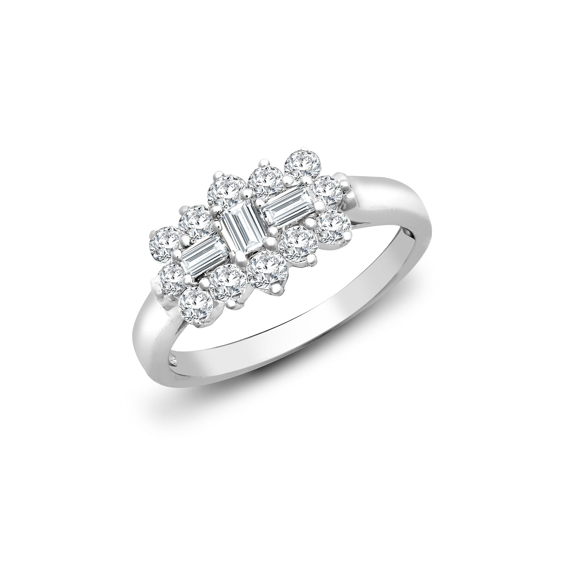 18R886-V | 18ct White 1.00ct Diamond Boat Ring