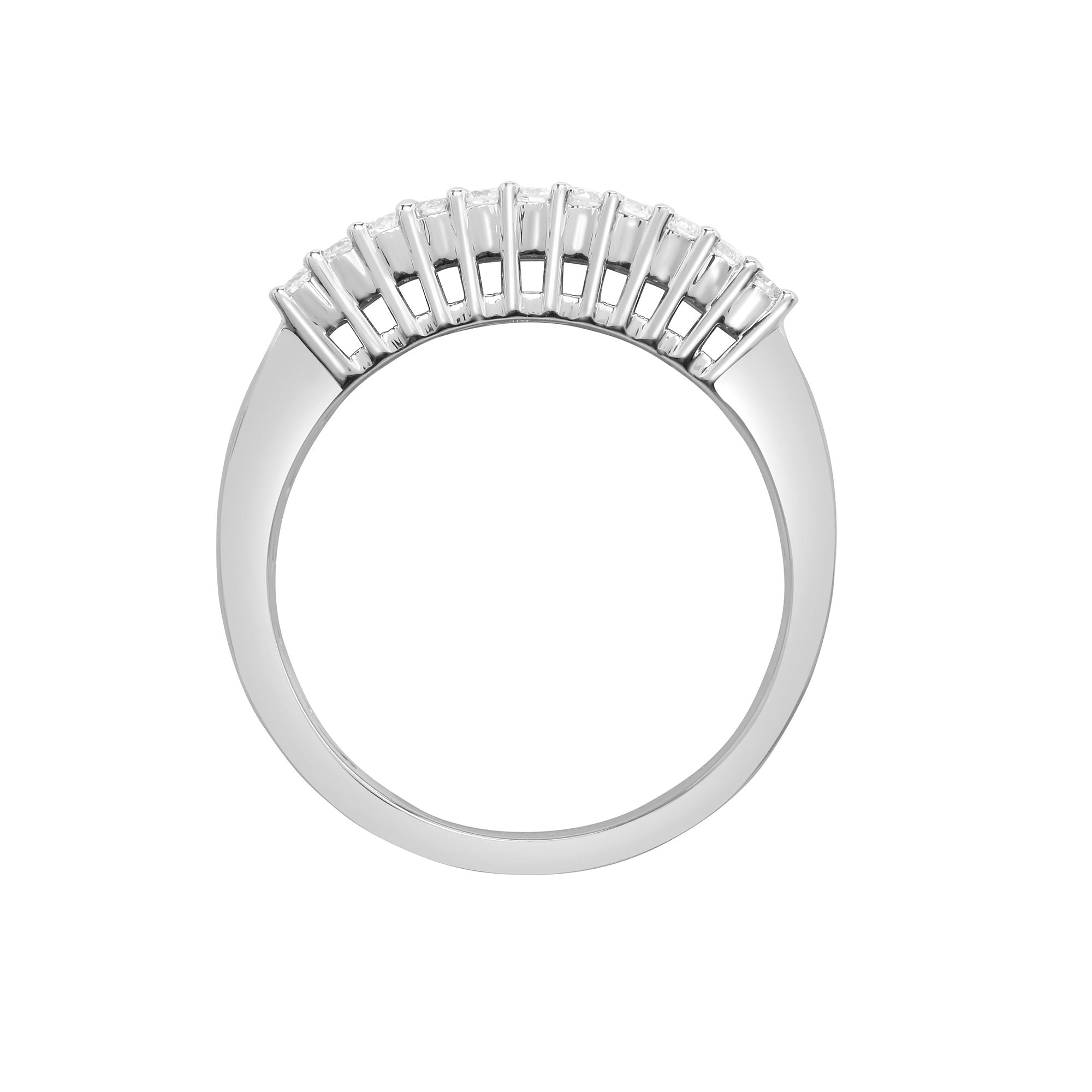 1.00ct Round & Baguette Channel Diamond Ring 18K White Gold