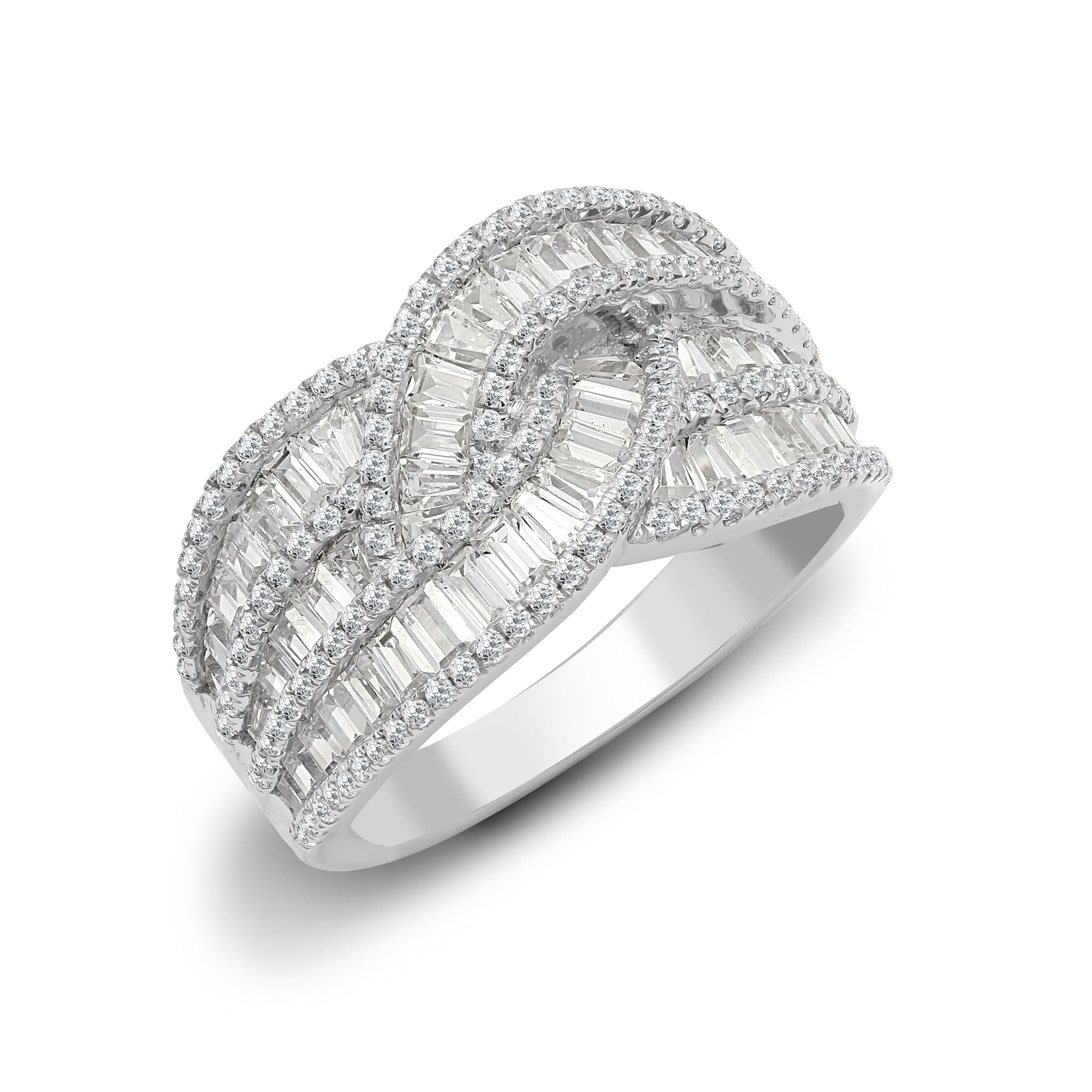18R933-V | 18ct White 1.83ct Round & Baguette Diamond Ring