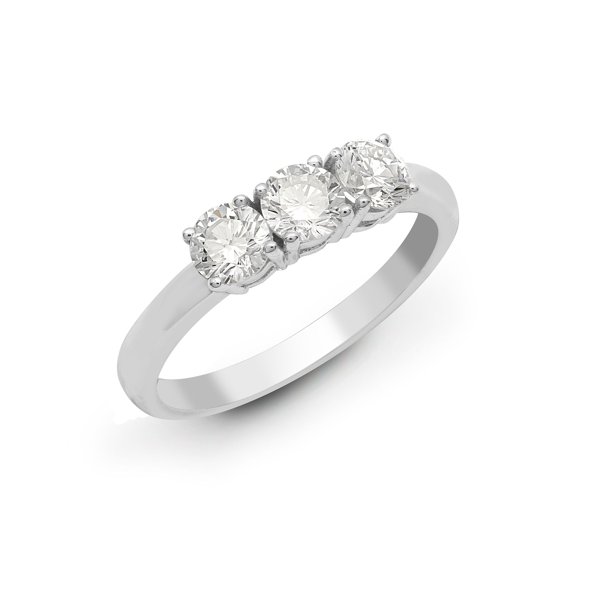 18R945-025-V | 18ct White 0.25ct Diamond Claw Set Trilogy Ring