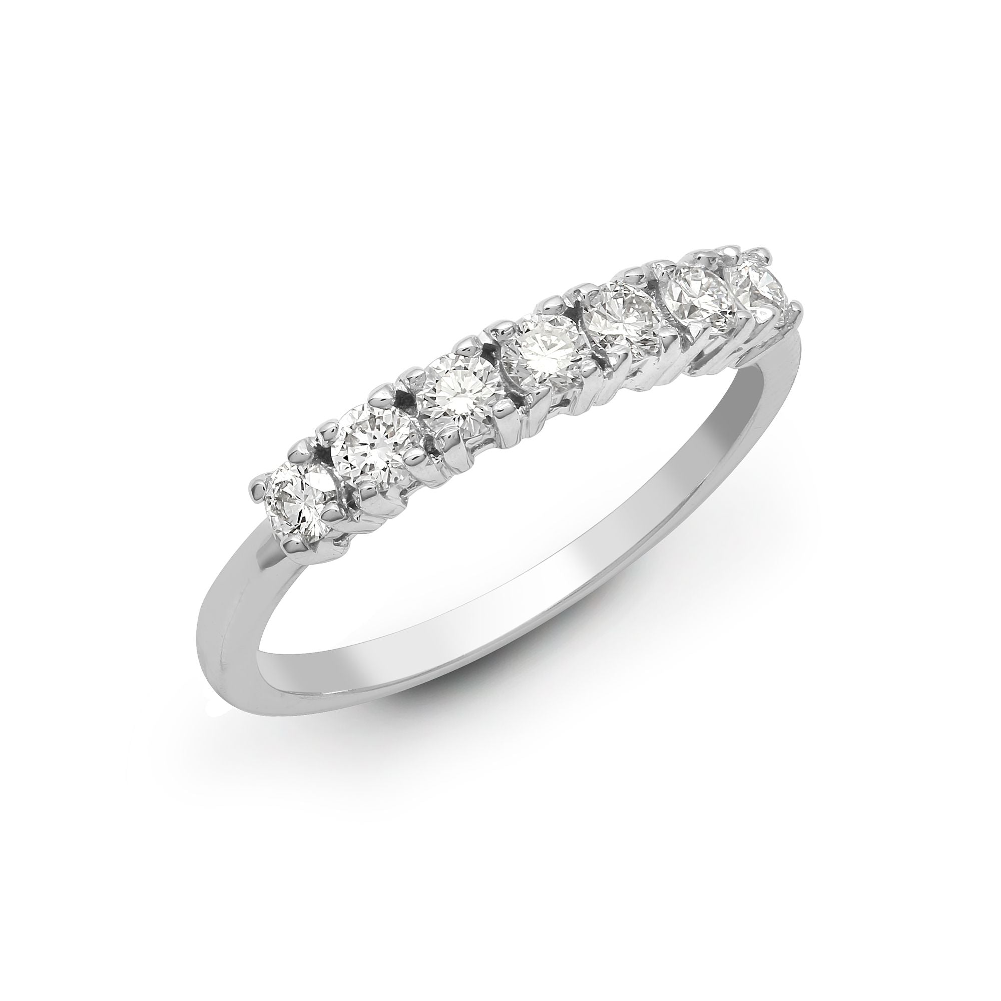 18R947-050-V | 18ct White 0.50ct Diamond 7 stone 1/2 ET Ring