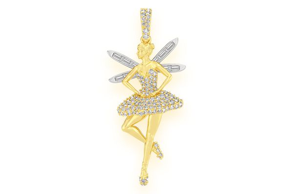 Colgante de diamantes con alas de bailarina de 0,65 quilates en oro macizo de 14 quilates