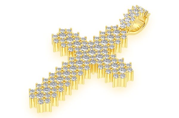 1.75ct Diamond Jagged Cross Pendant 14K Solid Gold