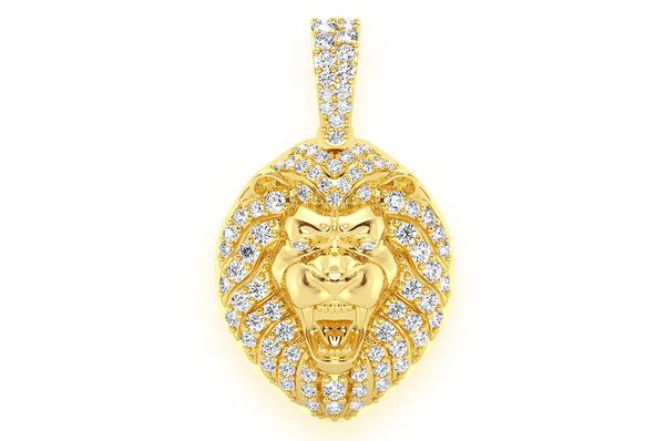 0.50ct Diamond Lion Head Pendant 14K Solid Gold
