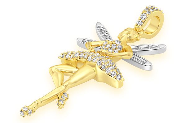 Colgante de diamantes con alas de bailarina de 0,65 quilates en oro macizo de 14 quilates