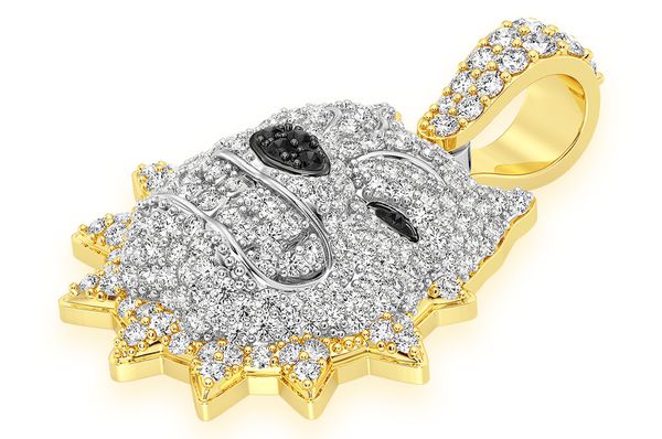 1.25ct Diamond Pitbull Spiked Collar Pendant 14K Solid Gold