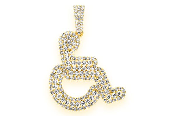 2.60ct Diamond Wheelchair Double Layer Pendant 14K Solid Gold
