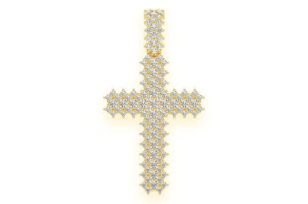 0.75ct Diamond Small 5 Row Jagged Cross Pendant 14K Solid Gold