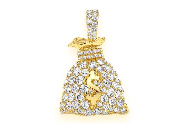 1.50ct Diamond Money Bag Pendant 14K Solid Gold