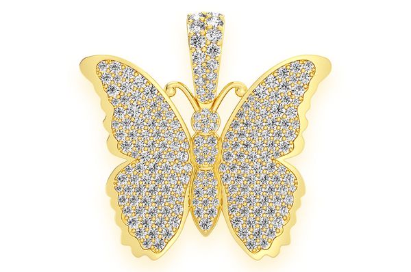 Pendentif diamant papillon 2,25 ct en or massif 14 carats