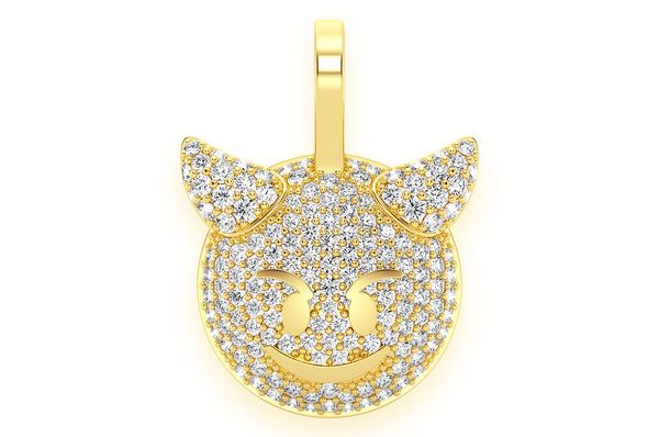 Colgante de diamantes Devil Emoji de 0,60 quilates en oro macizo de 14 quilates