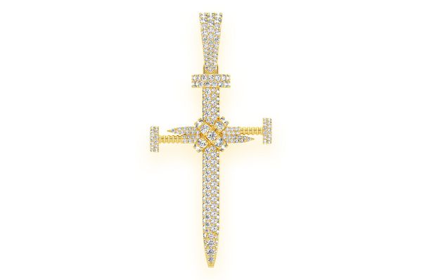 Cruz de uñas Colgante de diamantes de 2,25 quilates en oro macizo de 14 quilates