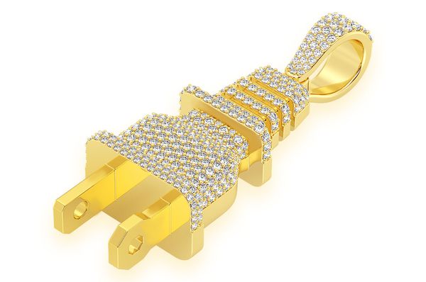 Enchufe eléctrico Colgante de diamantes de 2,15 quilates en oro macizo de 14 quilates