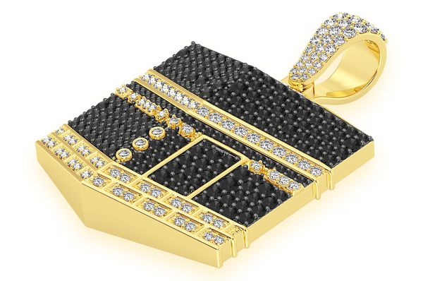 2.60ct Diamond Kaaba Black & White Pendant 14K Solid Gold