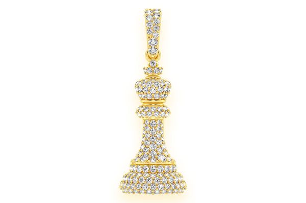 Pieza de ajedrez King Colgante de diamantes de 0,66 quilates en oro macizo de 14 quilates