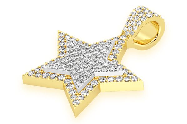 1.00ct Diamond Star Double Layer Pendant 14K Solid Gold