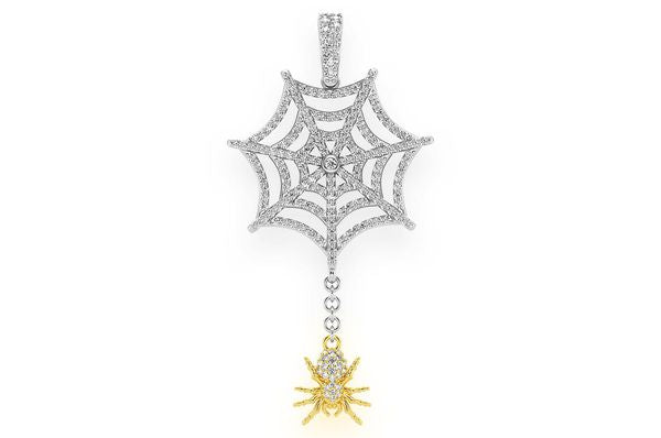1.00ct Diamond Spider Web Pendant 14K Solid Gold