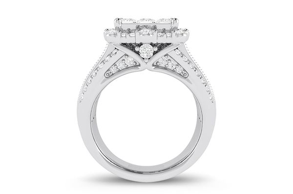 Bague de fiançailles entièrement naturelle avec diamants carrés de 2,75 ct, or blanc 18 carats