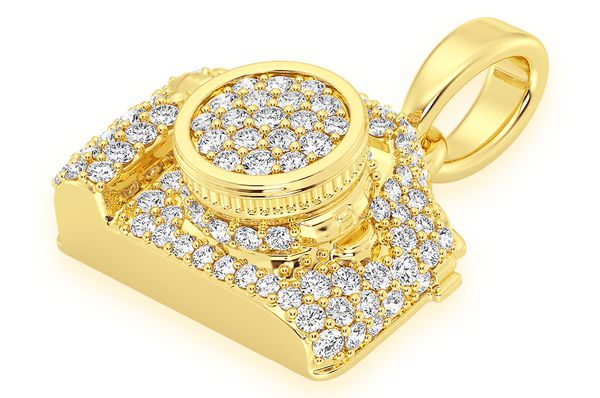 Pendentif caméra diamant 0,75 ct en or massif 14 carats