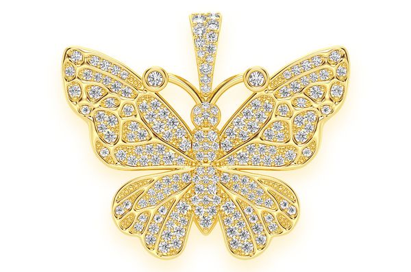 1.00ct Diamond Butterfly Pendant 14K Solid Gold