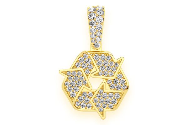 0.55ct Diamond Recycle Symbol Pendant 14K Solid Gold