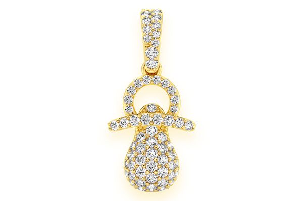 0.50ct Diamond Baby Pacifier Pendant 14K Solid Gold