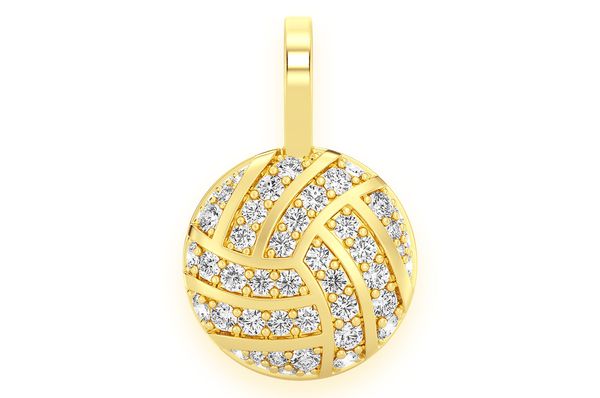 0.50ct Diamond Volleyball Pendant 14K Solid Gold