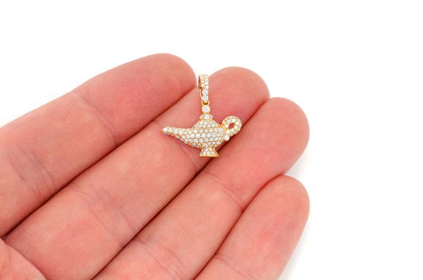 0.50ct Diamond Magic Lamp Pendant 14K Solid Gold