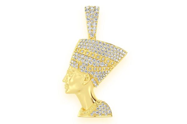 1.50ct Diamond Nefertiti Egyptian Queen Pendant 14K Solid Gold