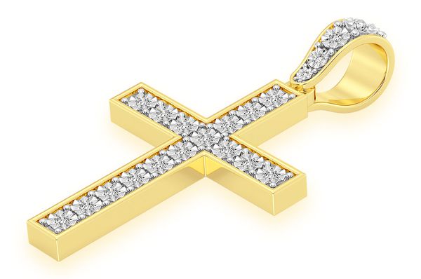 0.35ct Diamond Miracle Set Cross Pendant 14K Solid Gold